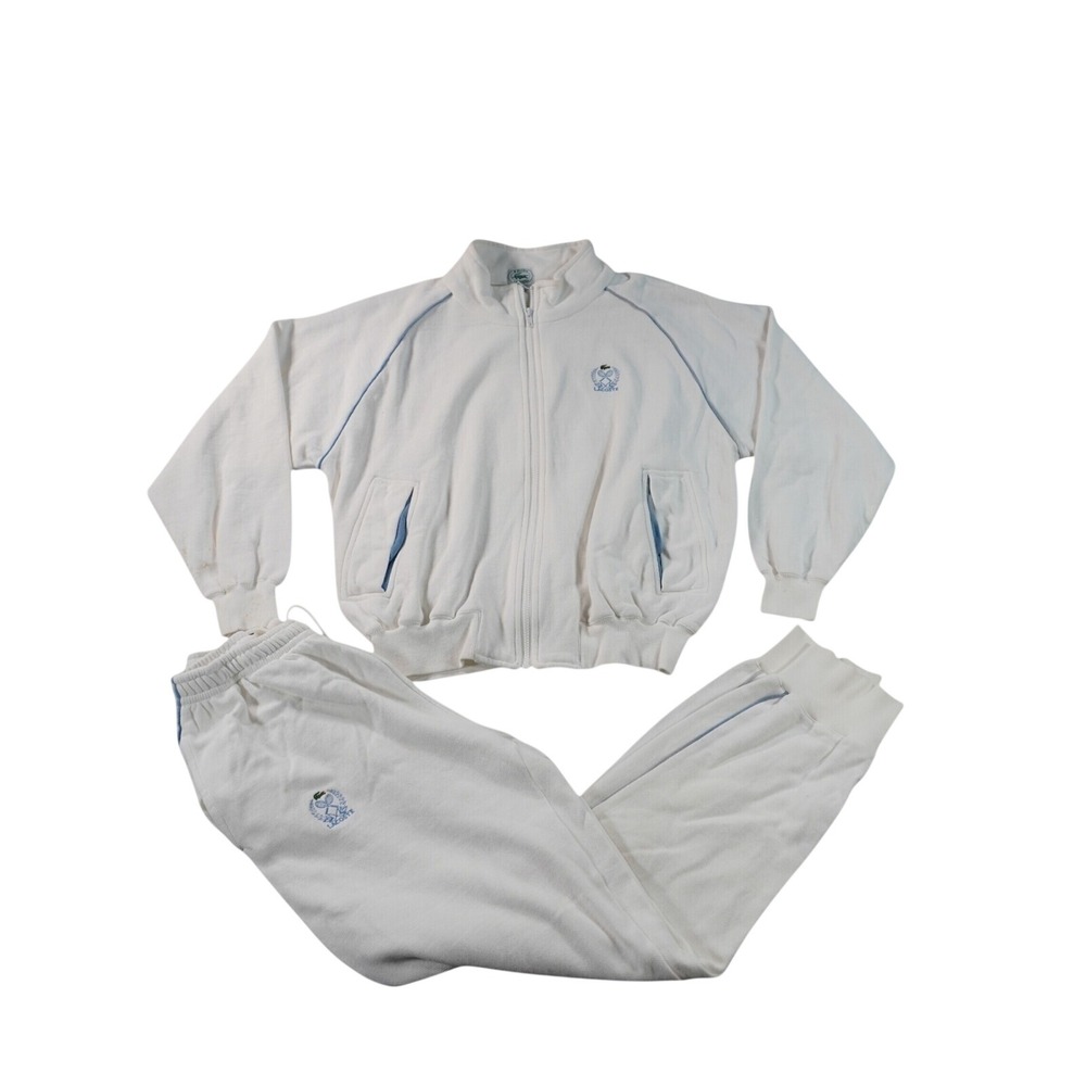 Vintage Izod Lacoste Track Suit Mens Medium White Blue Tennis Crest Jacket